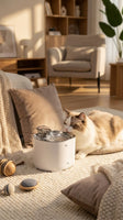 Fontaine à eau pour chat 2.2L (74 Oz) - Fontaine pour animaux de compagnie ultra-silencieuse avec bec en forme de chat ; Convient aux chats d'intérieur, alimentée par USB. (Disponible en kit de filtre unique ou en kit de filtre multiple.), Sans batterie