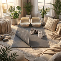 Tapis Attrapeur de Litière Extra Large pour Chat, 12 mm Double Épaisseur en Nid d'Abeille, Anti-Fuite et Contrôle des Déversements, Tapis Doux pour les Pattes et EVA Durable, Essentiel pour les Parents d'Animaux de Compagnie Facile à Nettoyer