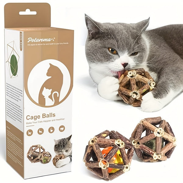 [Santé Dentaire] Jouet Interactif pour Chat en Rotin | Forme de Balle | Rotin | Mâcher et Jouer, Santé Dentaire et Nettoyage des Dents | Chats d'Intérieur | Convient à Toutes les Races, Sans Pile